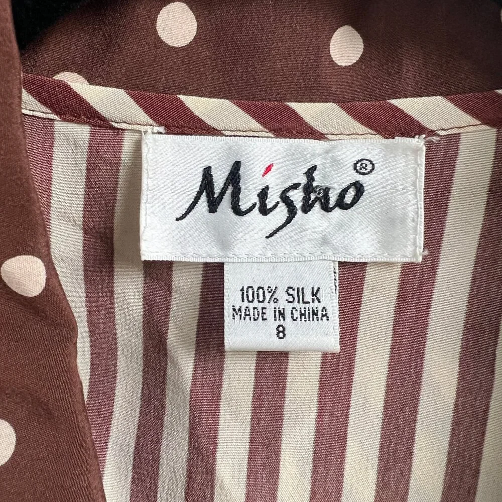 Vintage 100% Silk Button Down Long Tunic Top Blouse Print Oversized Relaxed Fit - Picture 7 of 9
